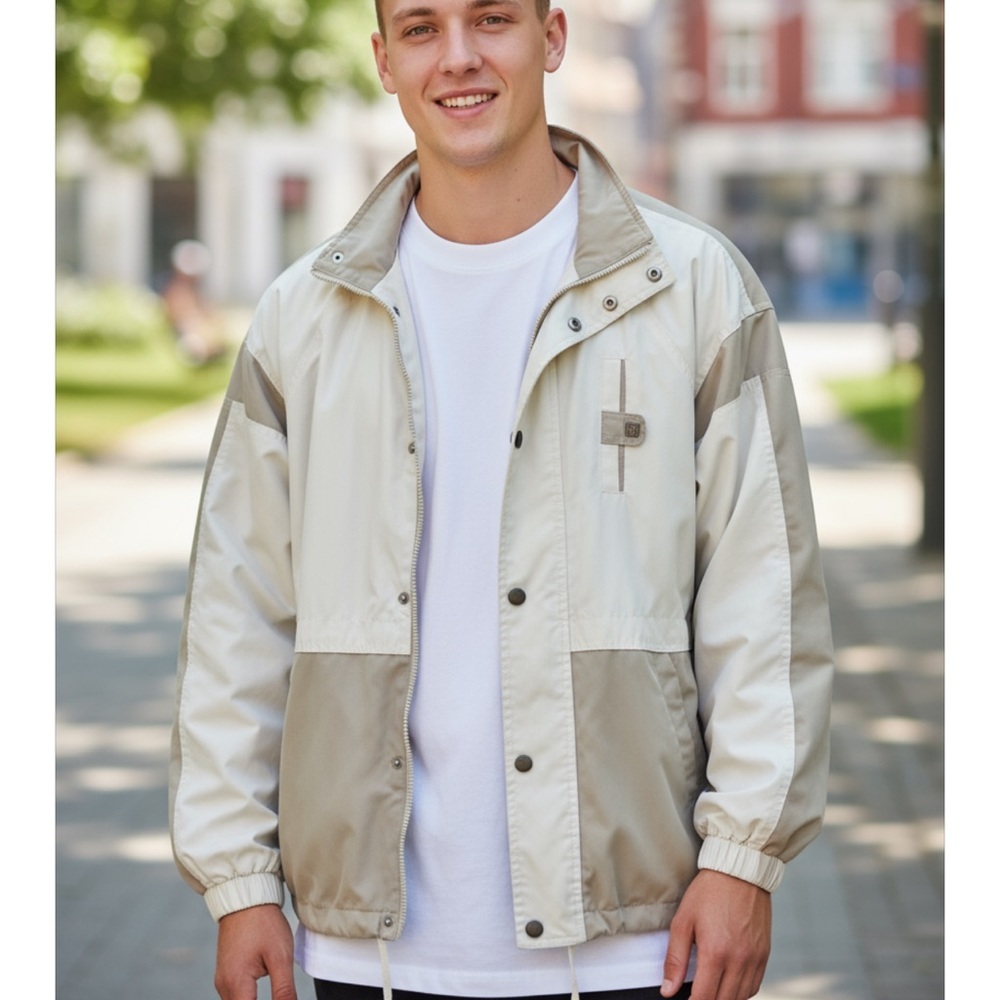 Men's Vintage Beige and Cream Jacket XL